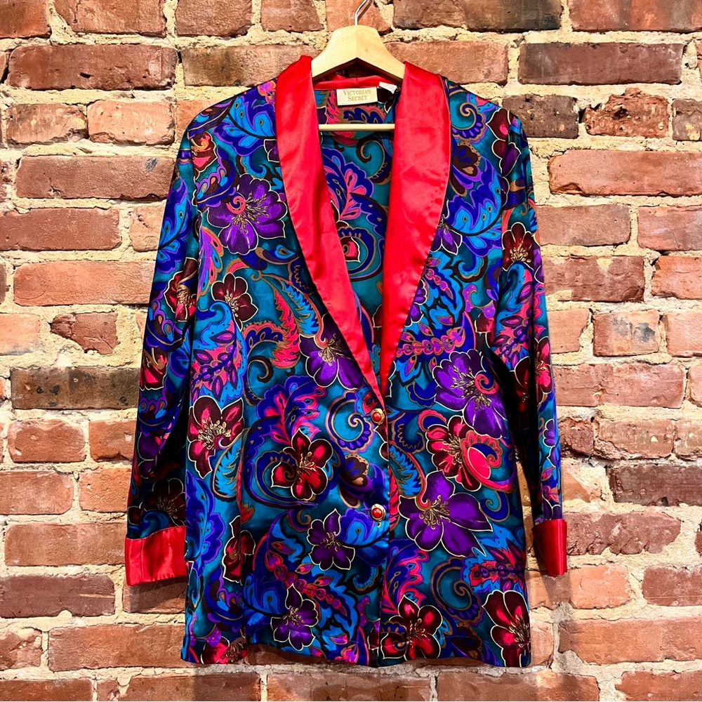 Victoria's Secret Gold Label Vintage Sleep Shirt Dark Floral Size Small